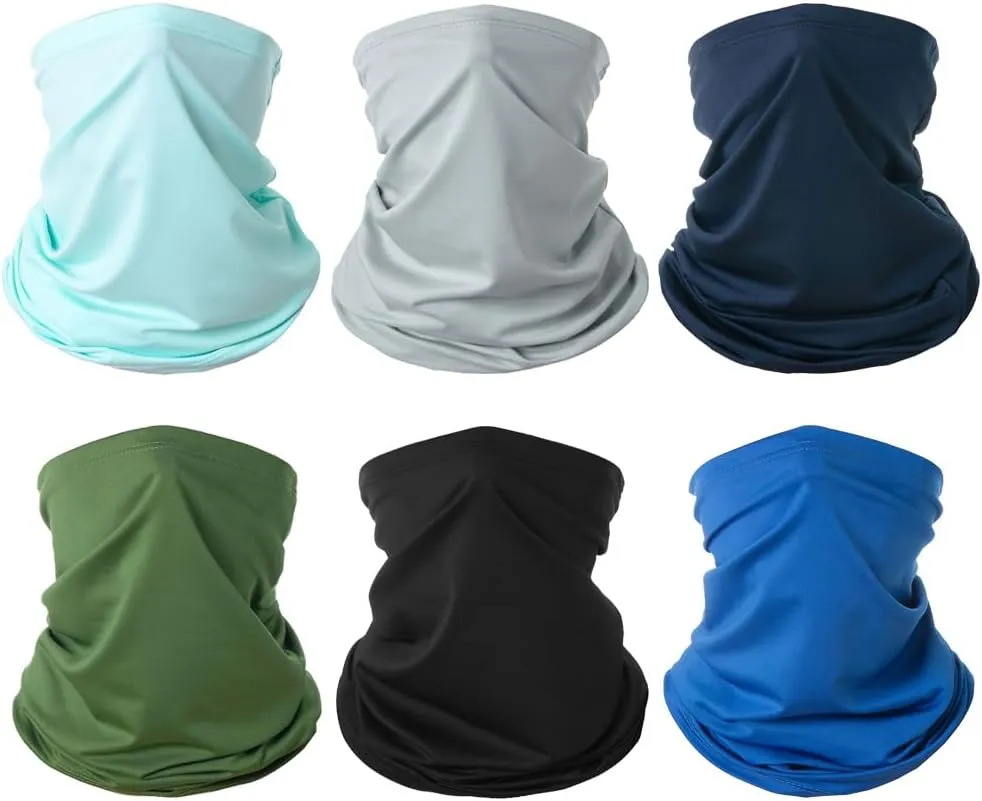 6 Pieces Summer Face Cover Scarf Mens Neck Gaiter For Men Women UV Protection Face Breathable Sun Protection Cycling Running