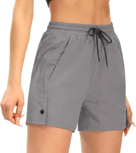 AFITNE Women's 4" Hiking Shorts Quick Dry Lightweight Outdoor Shorts Travel Athletic Golf Shorts with Pockets Water Resistant