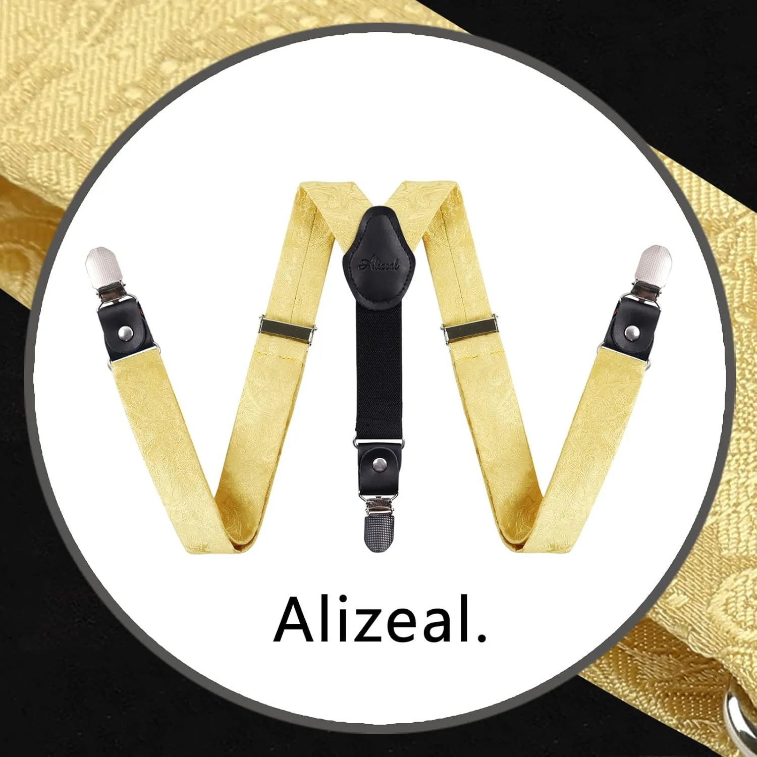 Alizeal Boys Paisley Adjustable Pre-tied Bow Tie and Clips Suspenders Set