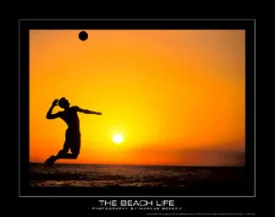 Beach Volleyball "The Beach Life" (Sunset) Motivational Poster - SportsPosterWarehouse.com