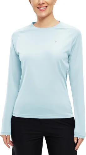 BGOWATU Women's Long Sleeve UPF 50  Sun Shirts Lightweight Workout Active Tops Quick Dry Swim Athletic Workout Rash Guard