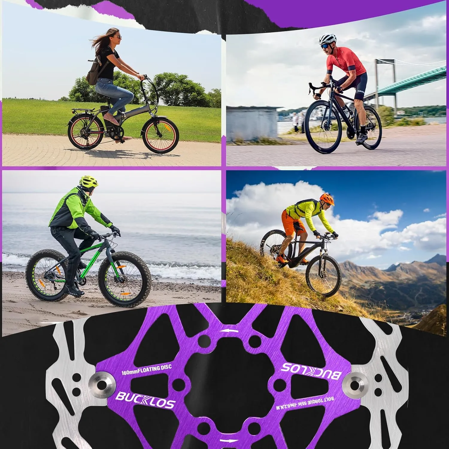 BUCKLOS 160mm 180mm 203mm Floating Disc Brake Rotor, Stainless Steel MTB Brakes Rotors with 6PC Bolts, Ultra-light Floating Disc Rotor fit Mountain Bike Road Bikes BMXBlackRed
