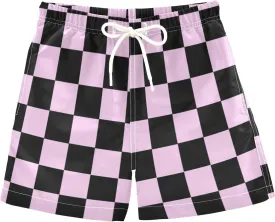 Buffalo Check Plaid Boys Swim Trunks Checkerboard Toddler Beach Board Shorts Summer Bathing Suit 2T