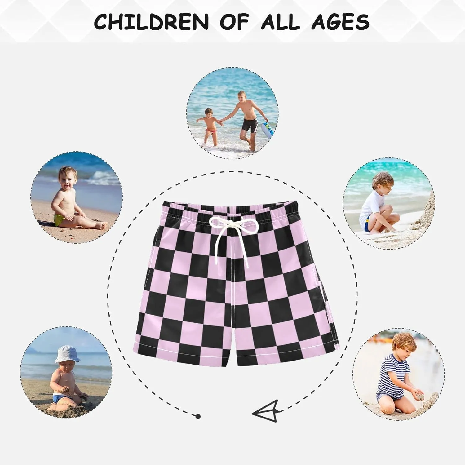 Buffalo Check Plaid Boys Swim Trunks Checkerboard Toddler Beach Board Shorts Summer Bathing Suit 2T