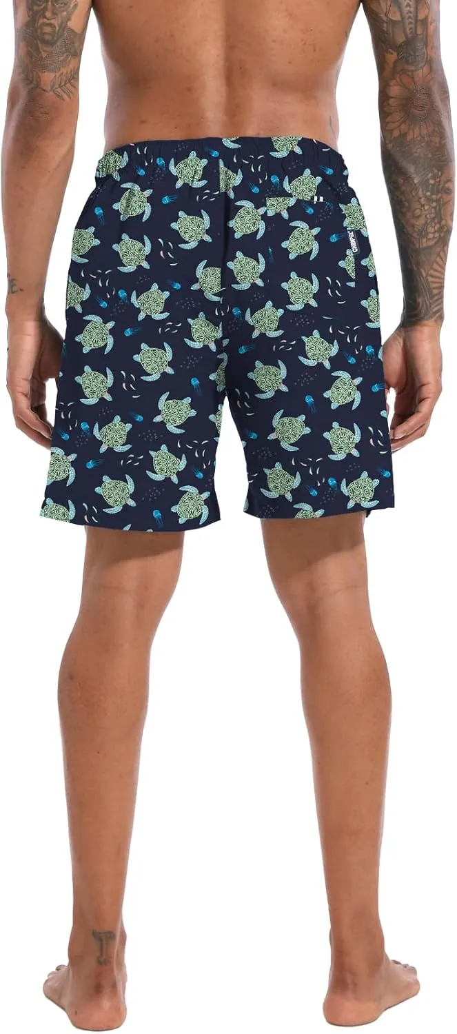 CHEXPEL Men's Swim Trunks Quick Dry Beach Shorts with Pockets and Compression Liner 7 Inch Inseam Bathing Suits