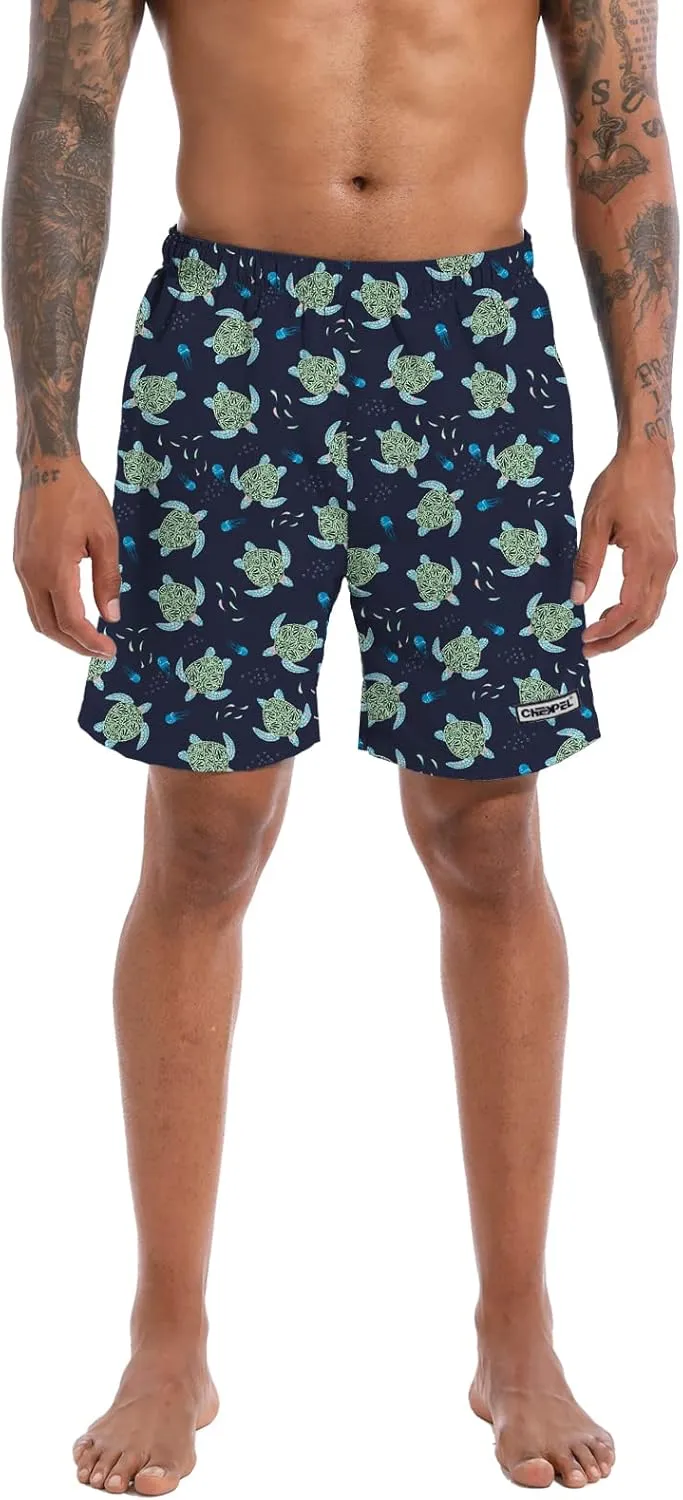 CHEXPEL Men's Swim Trunks Quick Dry Beach Shorts with Pockets and Compression Liner 7 Inch Inseam Bathing Suits