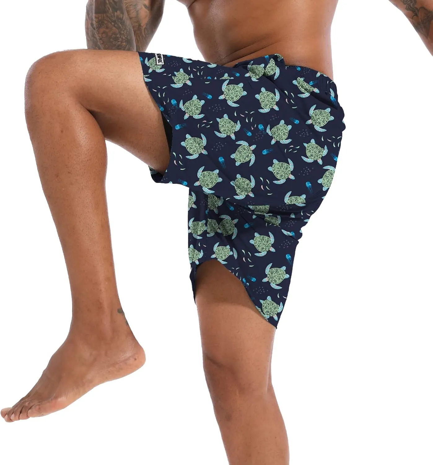 CHEXPEL Men's Swim Trunks Quick Dry Beach Shorts with Pockets and Compression Liner 7 Inch Inseam Bathing Suits