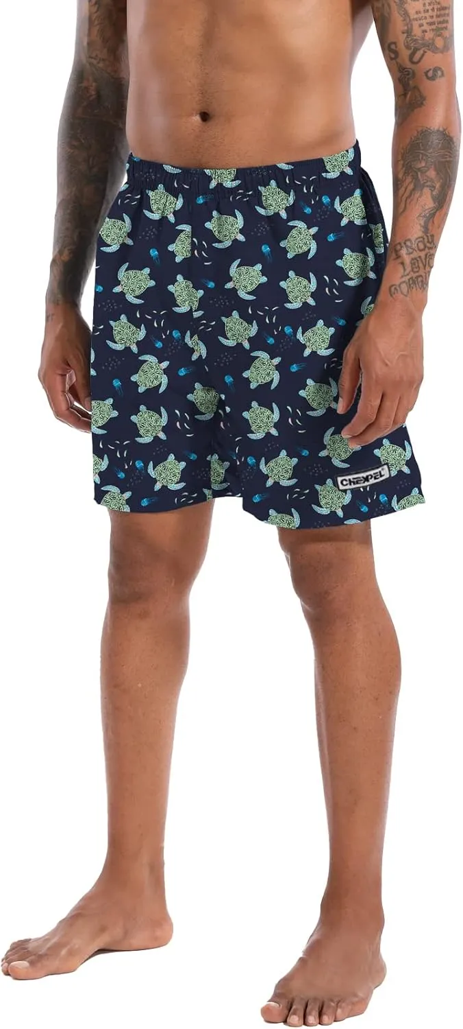 CHEXPEL Men's Swim Trunks Quick Dry Beach Shorts with Pockets and Compression Liner 7 Inch Inseam Bathing Suits
