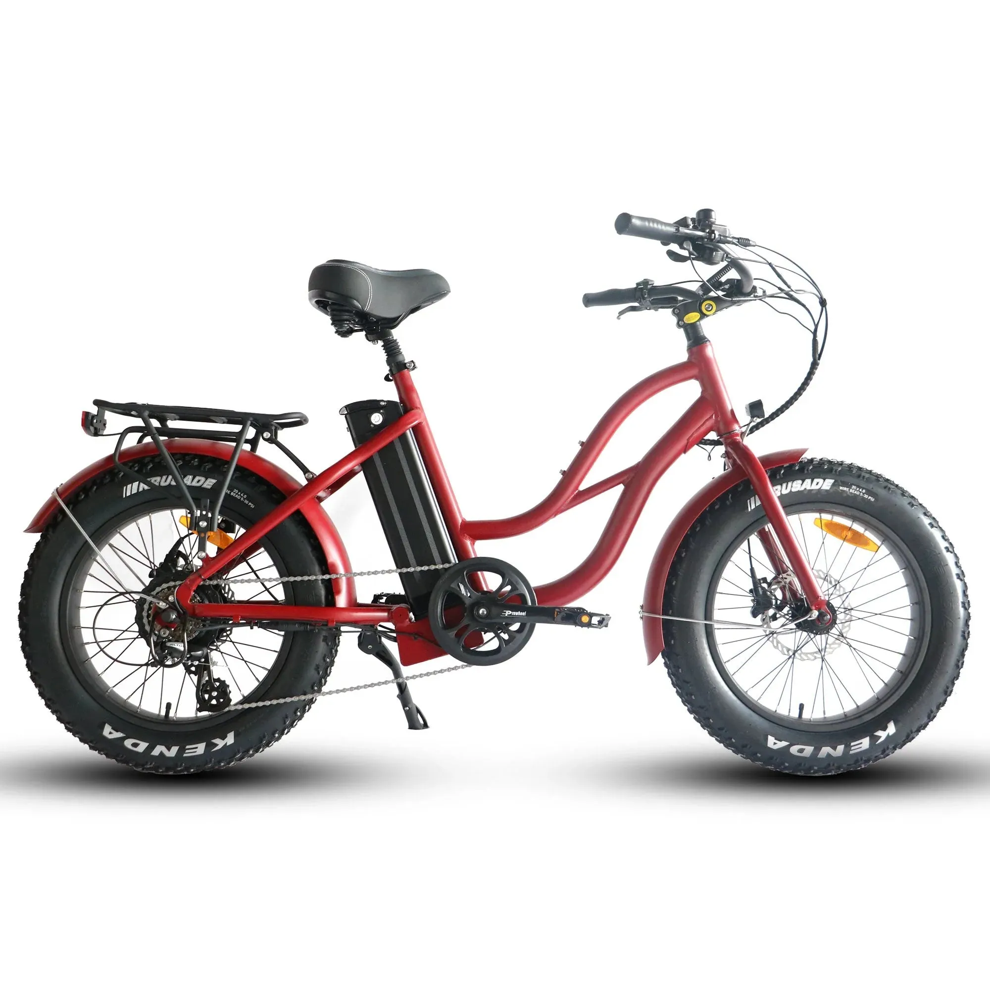 Coastal Cruiser Fat Tire Step Thru Mini Beach Cruiser Electric Bike - 750W, 52V, 17 Ah, 20x4",rack and fenders included!