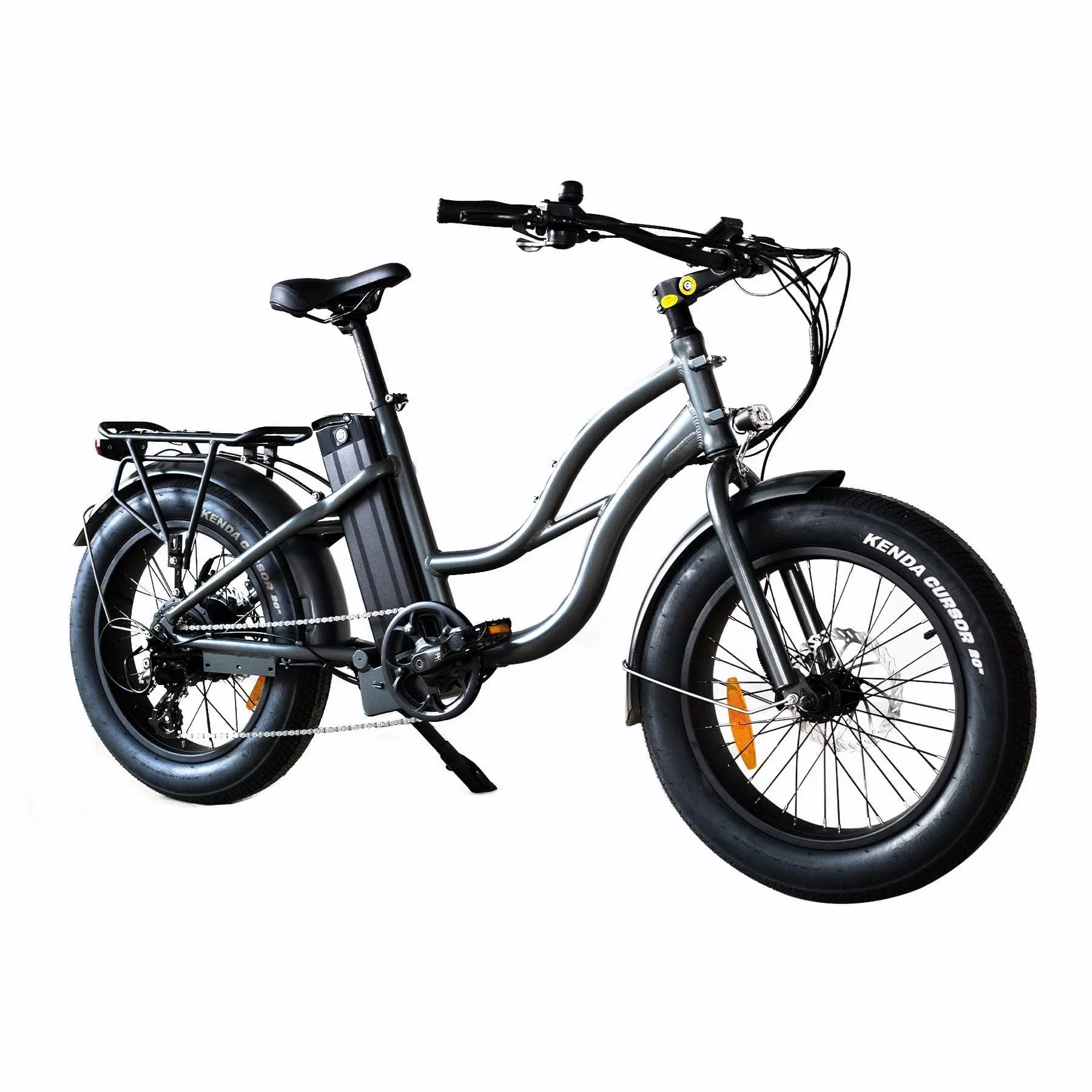 Coastal Cruiser Fat Tire Step Thru Mini Beach Cruiser Electric Bike - 750W, 52V, 17 Ah, 20x4",rack and fenders included!