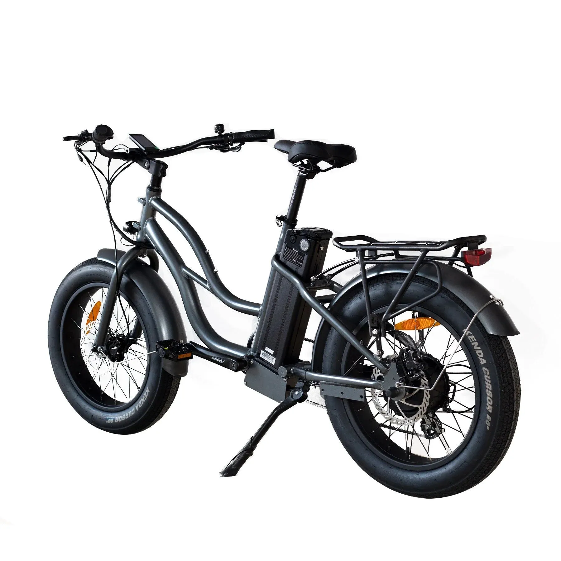 Coastal Cruiser Fat Tire Step Thru Mini Beach Cruiser Electric Bike - 750W, 52V, 17 Ah, 20x4",rack and fenders included!