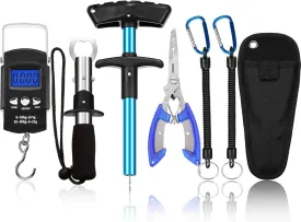 Fish Hook Remover Tools Kit Include 1 Piece Handheld Digital Fish Scale 1 Piece Fish Hook Remover Tool 1 Piece Fish Lip Gripper 1 Piece Fish Plier with Sheath and 2 Pieces Fishing Tool Lanyards