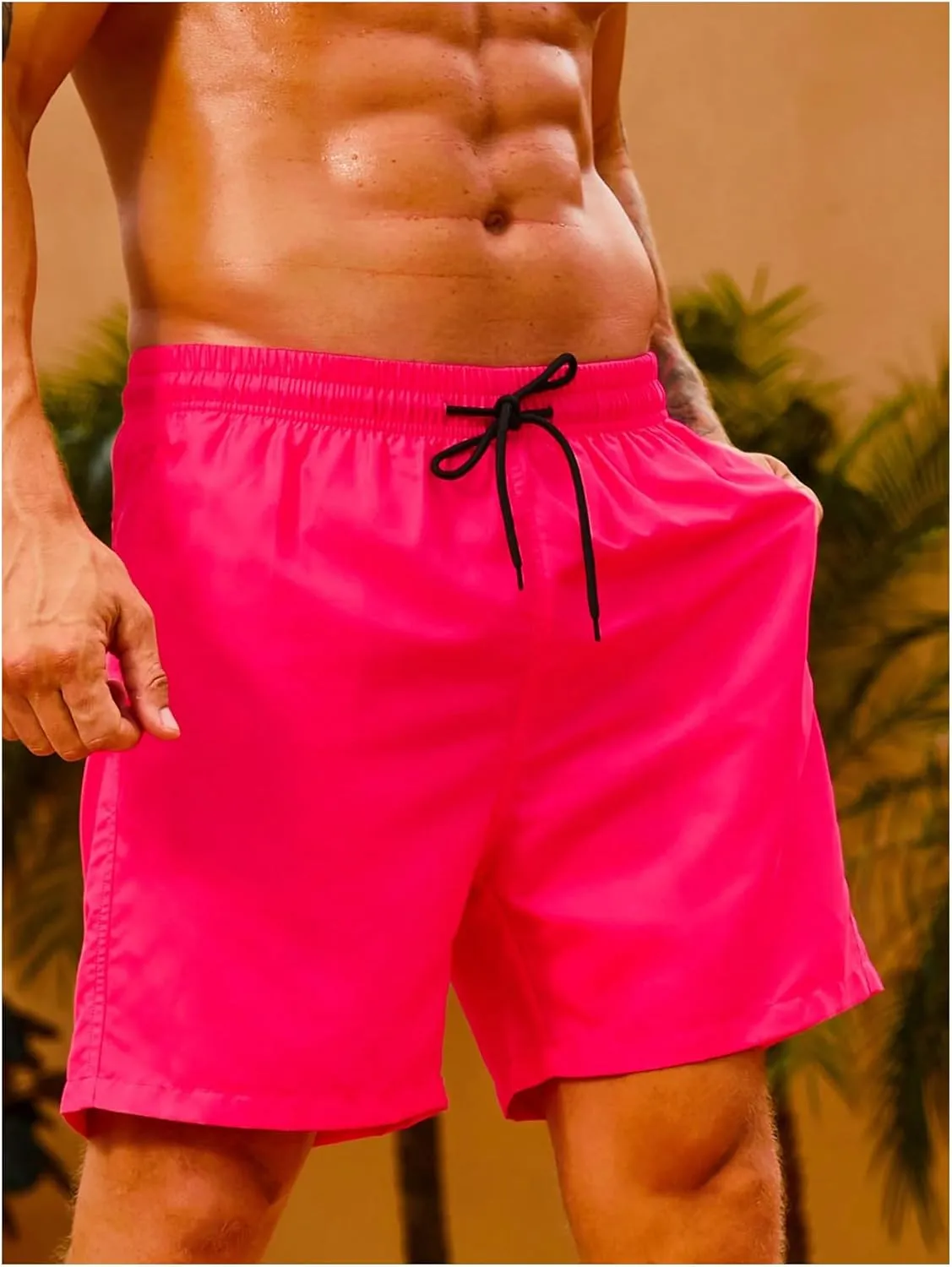 Floerns Men's Swim Trunks with Compression Quick Dry Shorts Swim Board Shorts