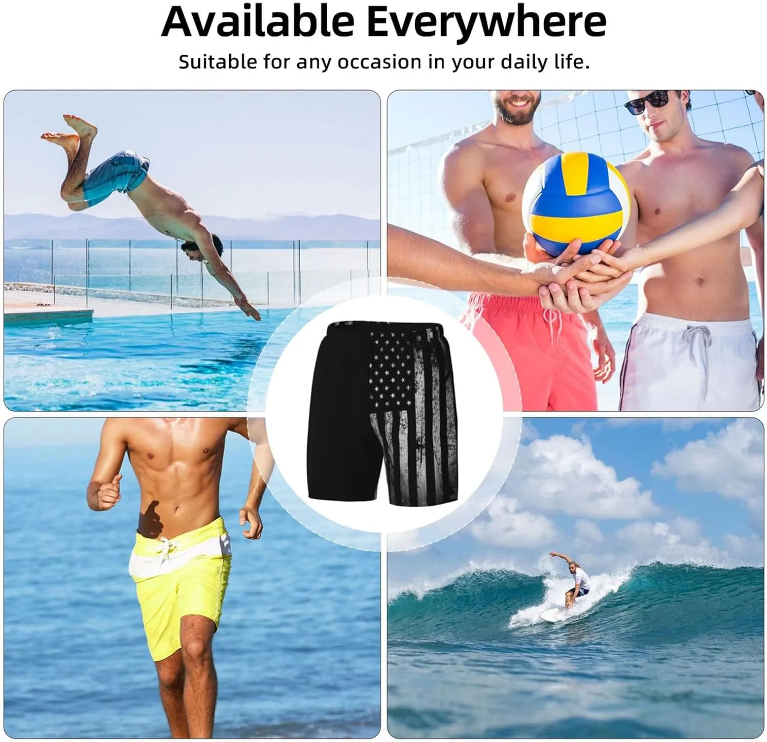 Funny Swim Trunks with Liner Beach Shorts Quick Dry Men'S Swimming Trunks Swim Suit