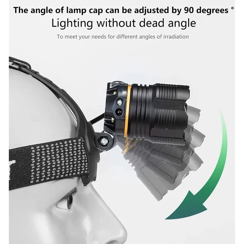 High Power Headlamp Flashlight LED Torch New XHP90 Sensor Headlight 18650 Rechargeable Fishing Camping Lantern