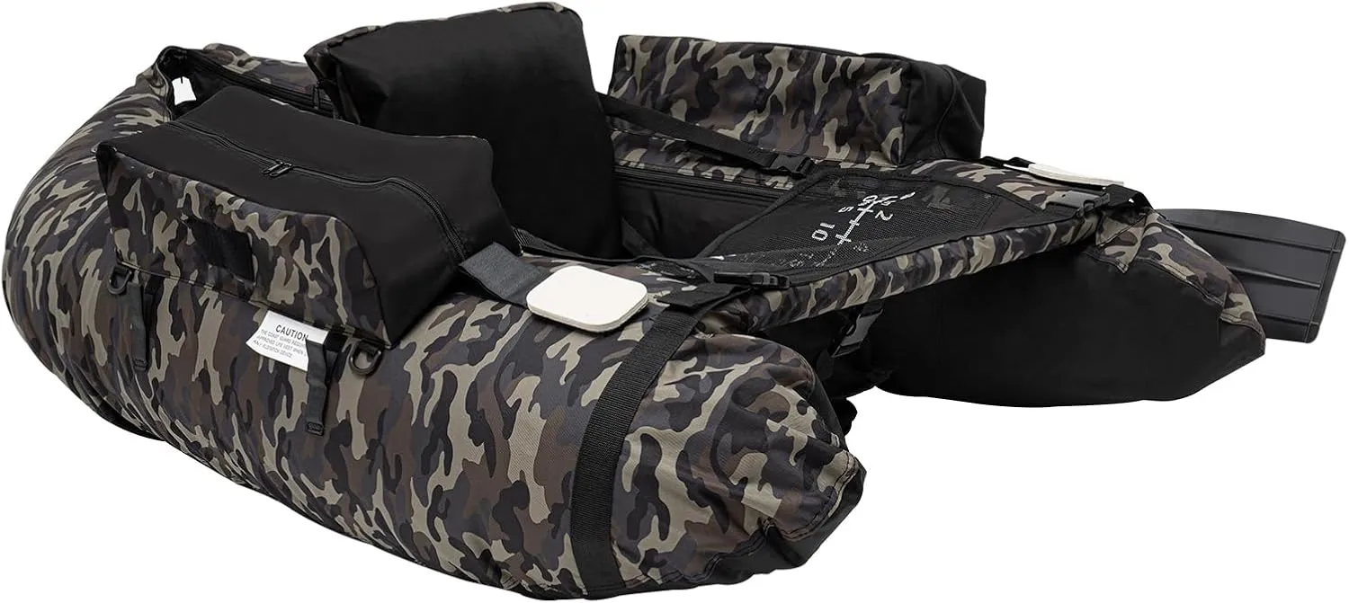 Inflatable Fishing Boat, Portable Fishing Boat RaftFloat Tubes for Fishing W/Adjustable Shoulder Strap&Manual Air Pump, 286.6 Lbs Load Capacity, 90-180Adjustable Backrest Angle