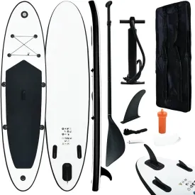 Inflatable Stand Up Paddle Board Set for Recreation and Small Waves, Easy Inflation with Carrying Bag, Black and White