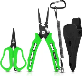 KastKing Cutthroat 7.5- Inch Saltwater Resistant Fishing Pliers, 5-Inch Braid Scissors, Line Cutter, Hook Remover, Fishing Tools Set, Gifts for Men