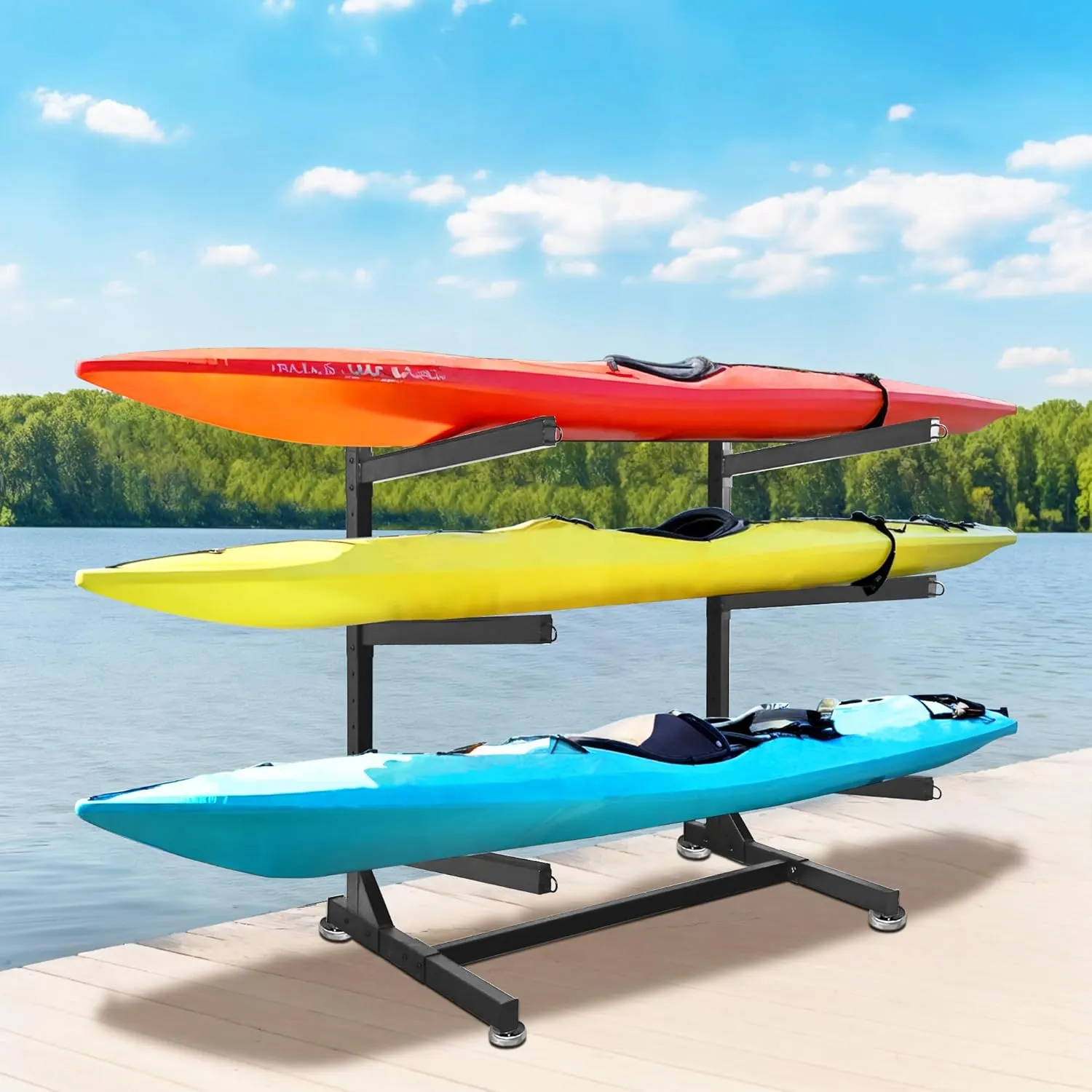 Kayak Storage Rack 3-tier/2-tier, Kayak Rack Heavy Duty, Storage Rack for Standup Paddleboard, Surfboard, Kayak, Freestanding