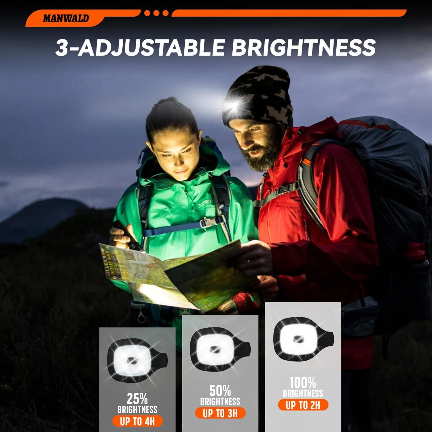 LED Beanie Hat with Light,USB Rechargeable LED Headlamp, Fathers Day Dad Gifts from Daughter Wife Son, Gifts for Men Him Husband, Camouflage,2PCS