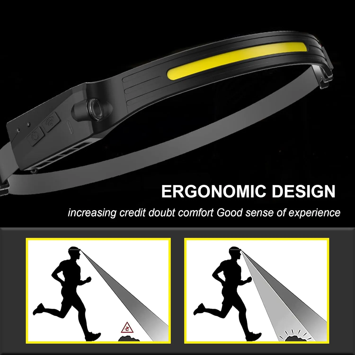 LED Headlamp, 2 Pack Rechargeable Head Lamp Flashlight Motion Sensor, flex pro lightbar 270 Wide Beam Bright headband, COB XPE Lightweight Waterproof Head Light for Outdoor Running Camping Hiking