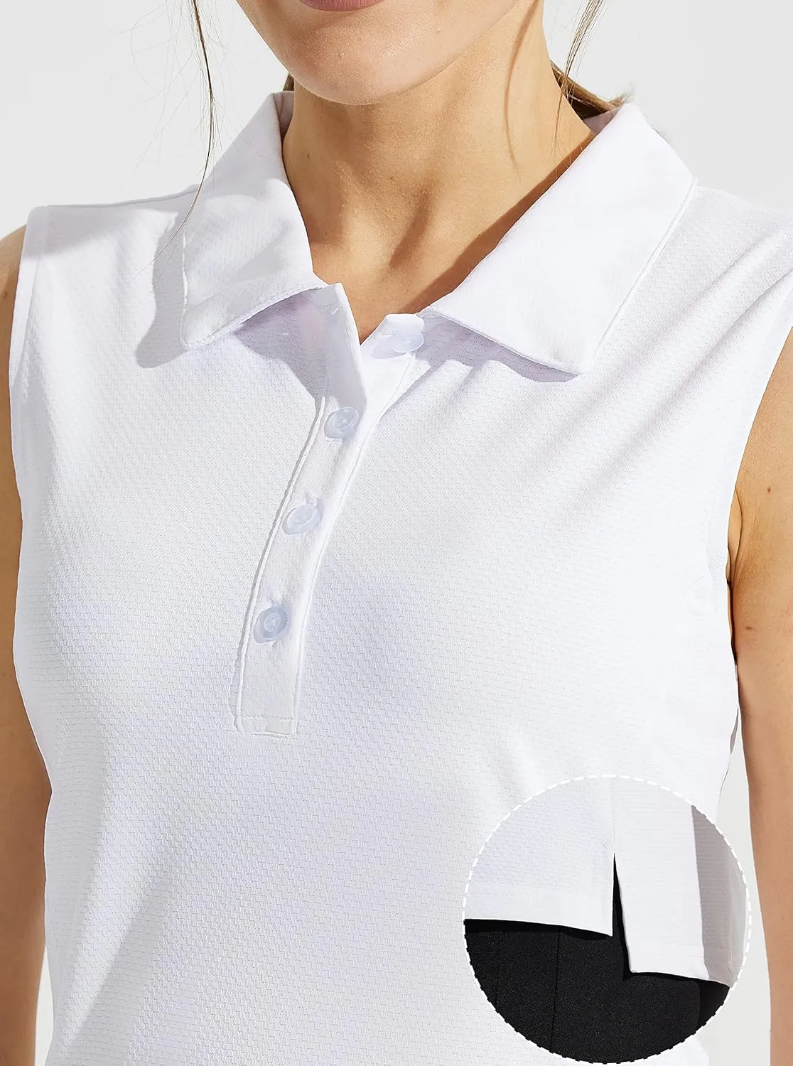Looleafy Women's Sleeveless Golf Shirt Quick Dry Tennis Tank Tops Golf Polo Shirts for Women with Collar