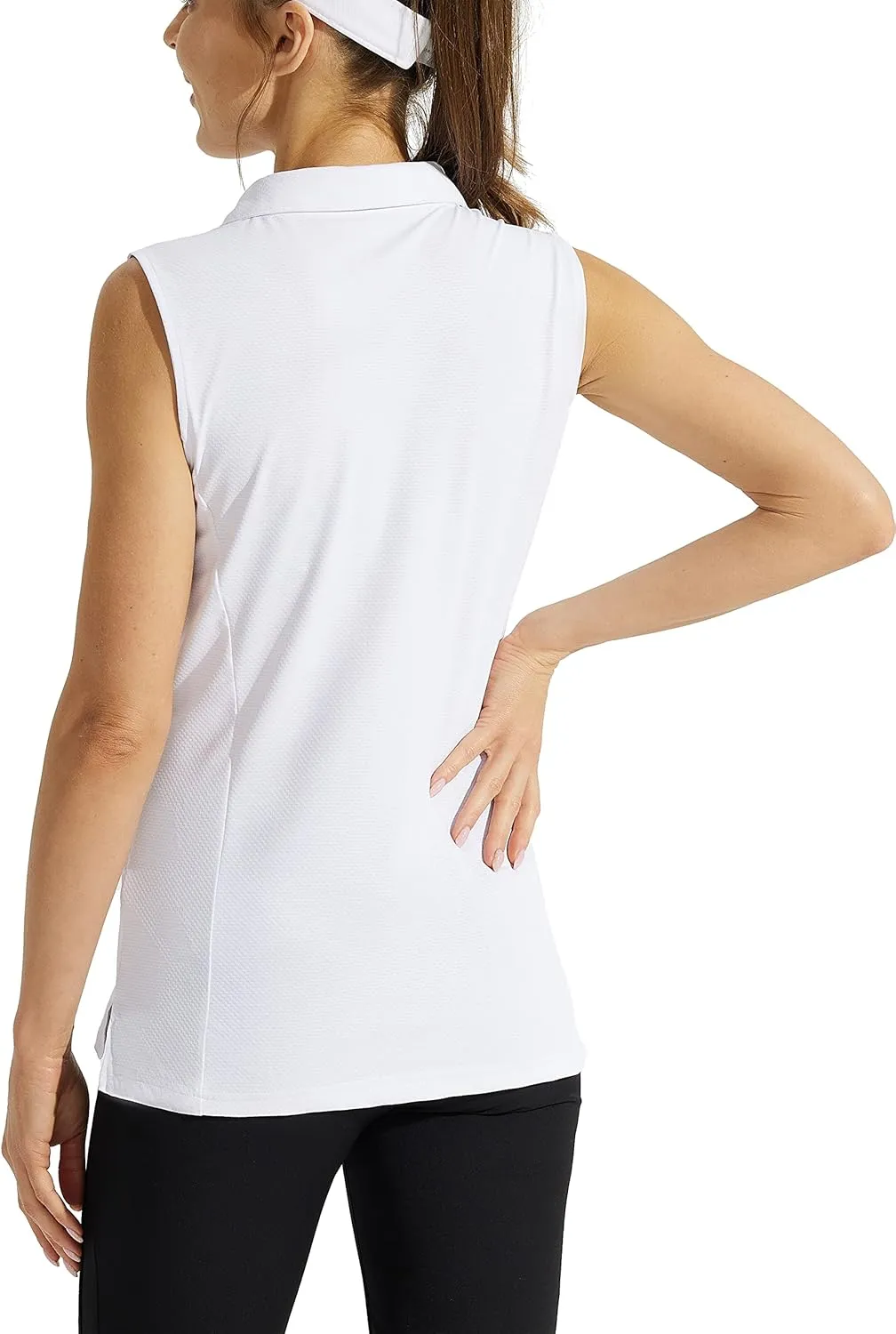 Looleafy Women's Sleeveless Golf Shirt Quick Dry Tennis Tank Tops Golf Polo Shirts for Women with Collar
