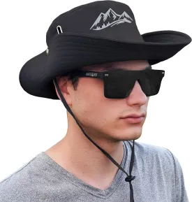 Mountain Sun Hat for Outdoor Adventure Vented Wide Brim Boonie Hat with Adjustable Fit Safari Cap Hiking Fishing Gardening