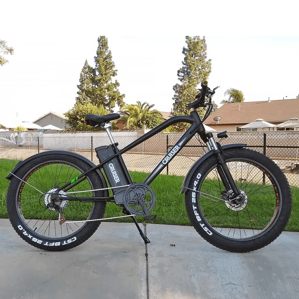 Nakto Super Cruiser 26" Fat Tire 500W 48V Electric Bike Black