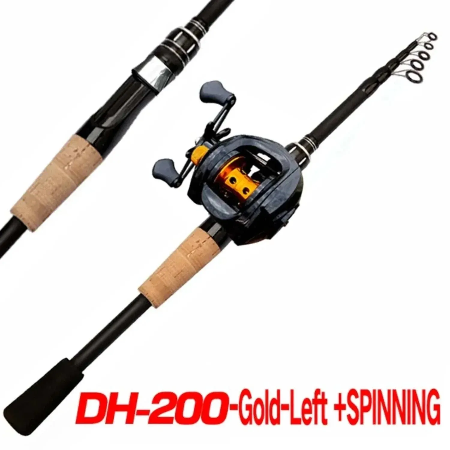 New 8-25g Lure Weight Baitcast Fishing Rod and Reel Combo Set 1.8-2.4m Telescopic Rods and Metal Spool Fishing Reels  Bass Pesca
