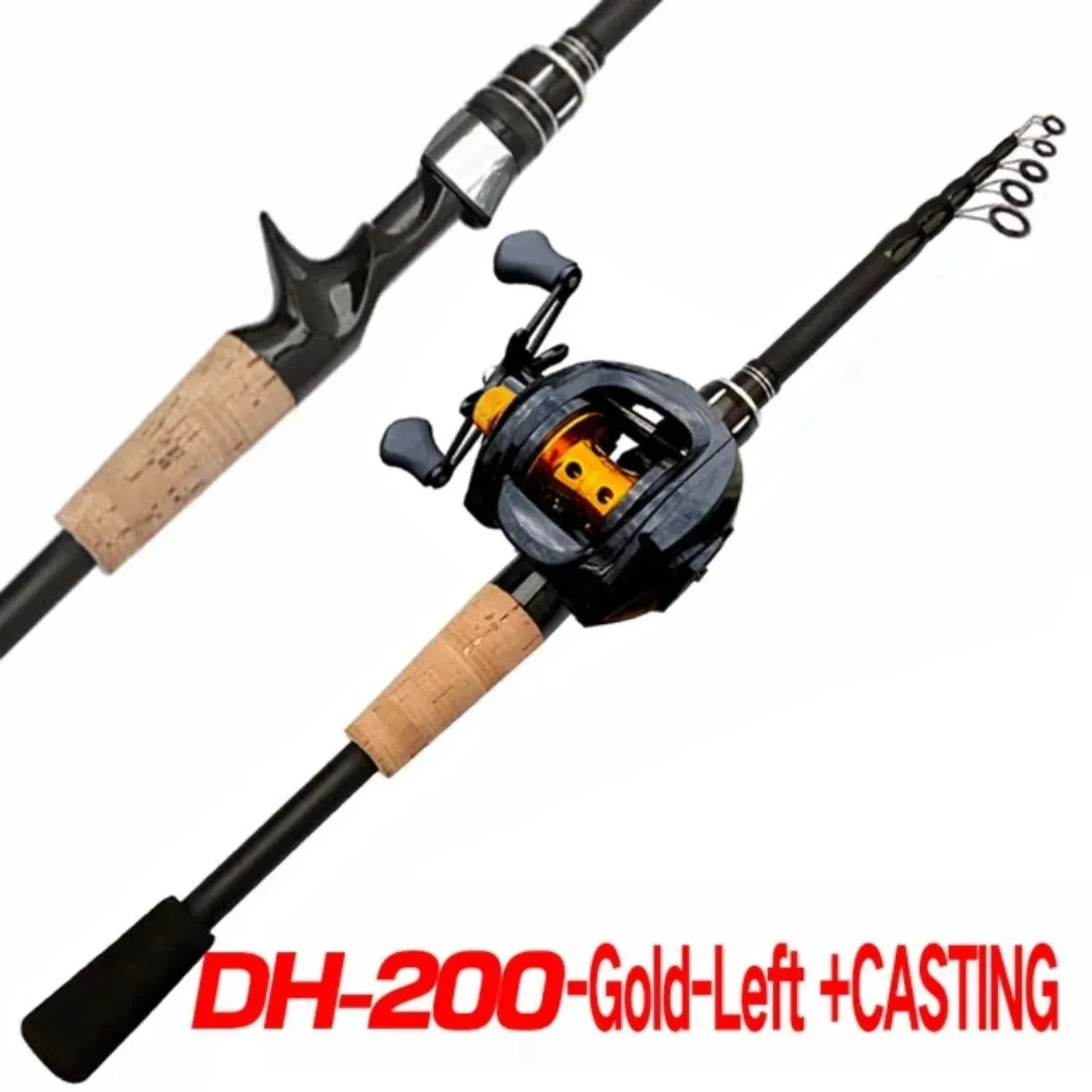 New 8-25g Lure Weight Baitcast Fishing Rod and Reel Combo Set 1.8-2.4m Telescopic Rods and Metal Spool Fishing Reels  Bass Pesca