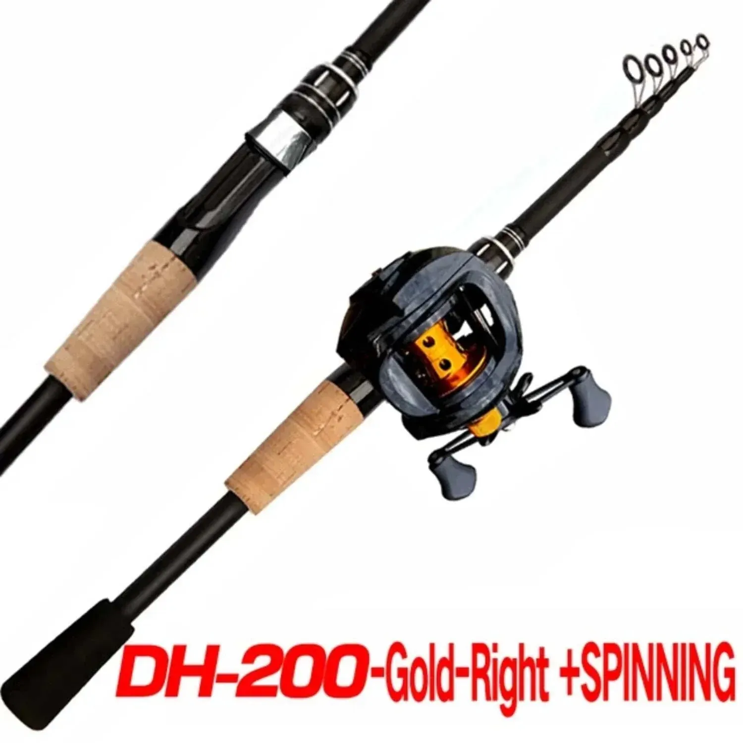 New 8-25g Lure Weight Baitcast Fishing Rod and Reel Combo Set 1.8-2.4m Telescopic Rods and Metal Spool Fishing Reels  Bass Pesca