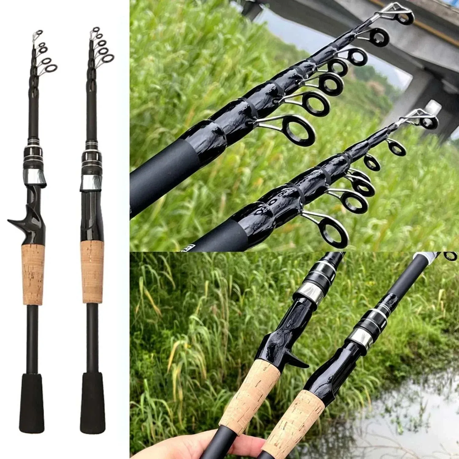 New 8-25g Lure Weight Baitcast Fishing Rod and Reel Combo Set 1.8-2.4m Telescopic Rods and Metal Spool Fishing Reels  Bass Pesca