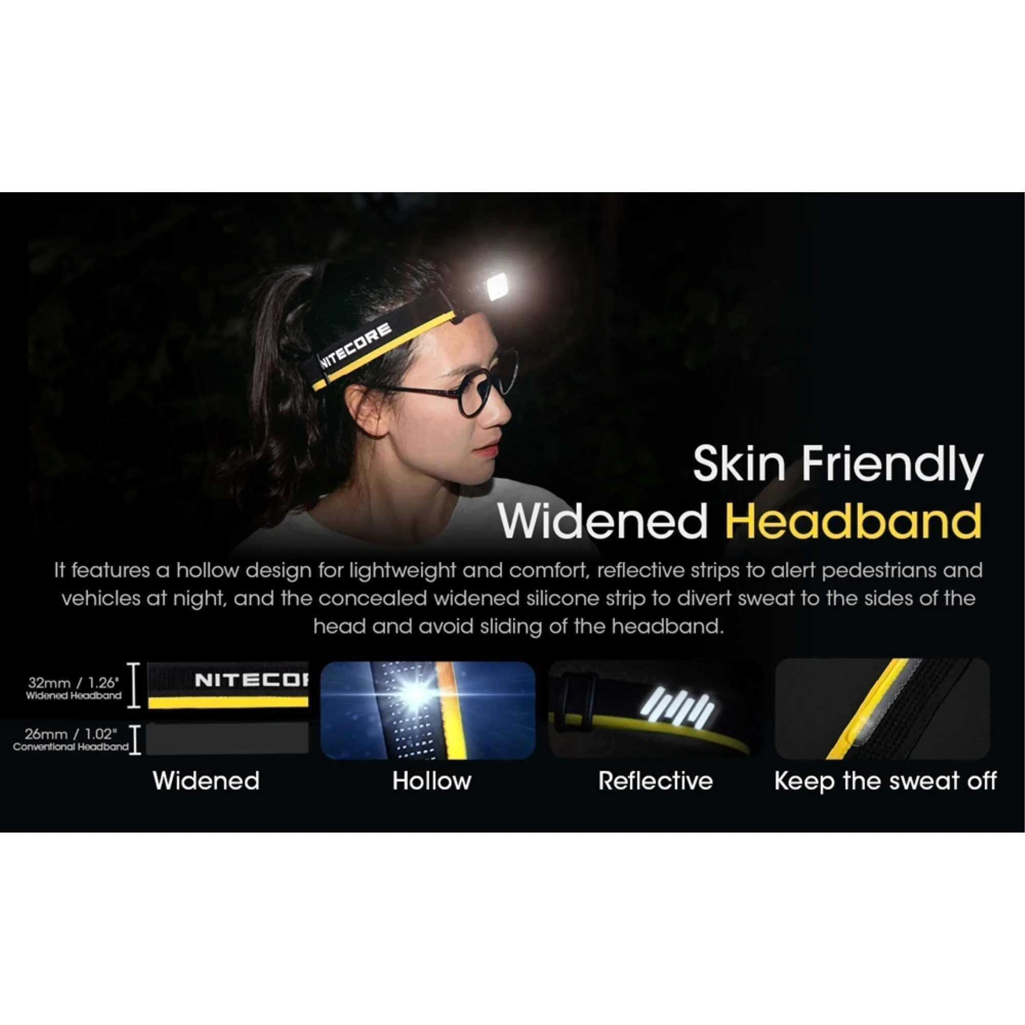 Nitecore NU43 Lightweight Rechargeable Headlamp w/ aux. Red Beam (1400 Lumens | USB-C Rechargeable)
