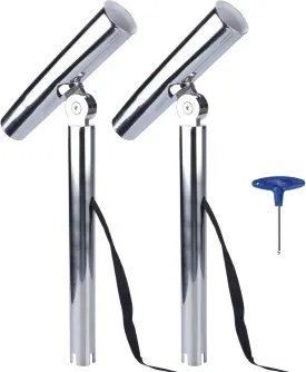 Outrigger Fishing Rod Holders, 2Pcs Stainless Steel Outrigger Rod Holders Adjustable Pole Holder with Safety Strap & Quick-Release Clip for Pontoon Boats, Yachts, Fishing