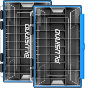 PLUSINNO Tackle Box Organizer, 1/2 Packs Waterproof Tackle Trays, Fishing Tackle Box with Removable Dividers, Fishing Box Tackle Trays and Terminal Tackle Storage