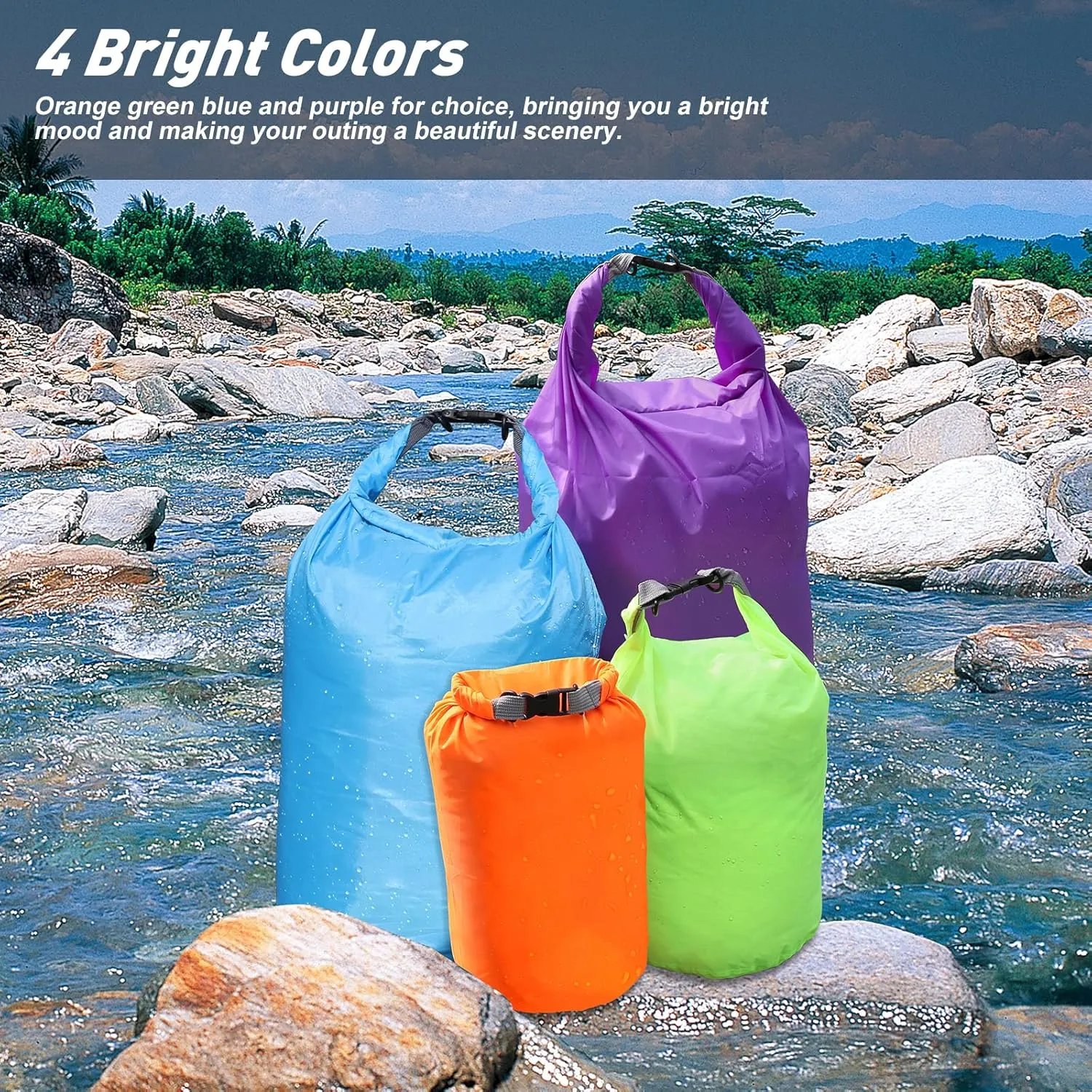 R2Depot Waterproof Dry Bag, 5L/10L/20L/40L/70L Dry Storage Bag for Kayaking, Gym, Hiking, Swimming (Blue, 5L)