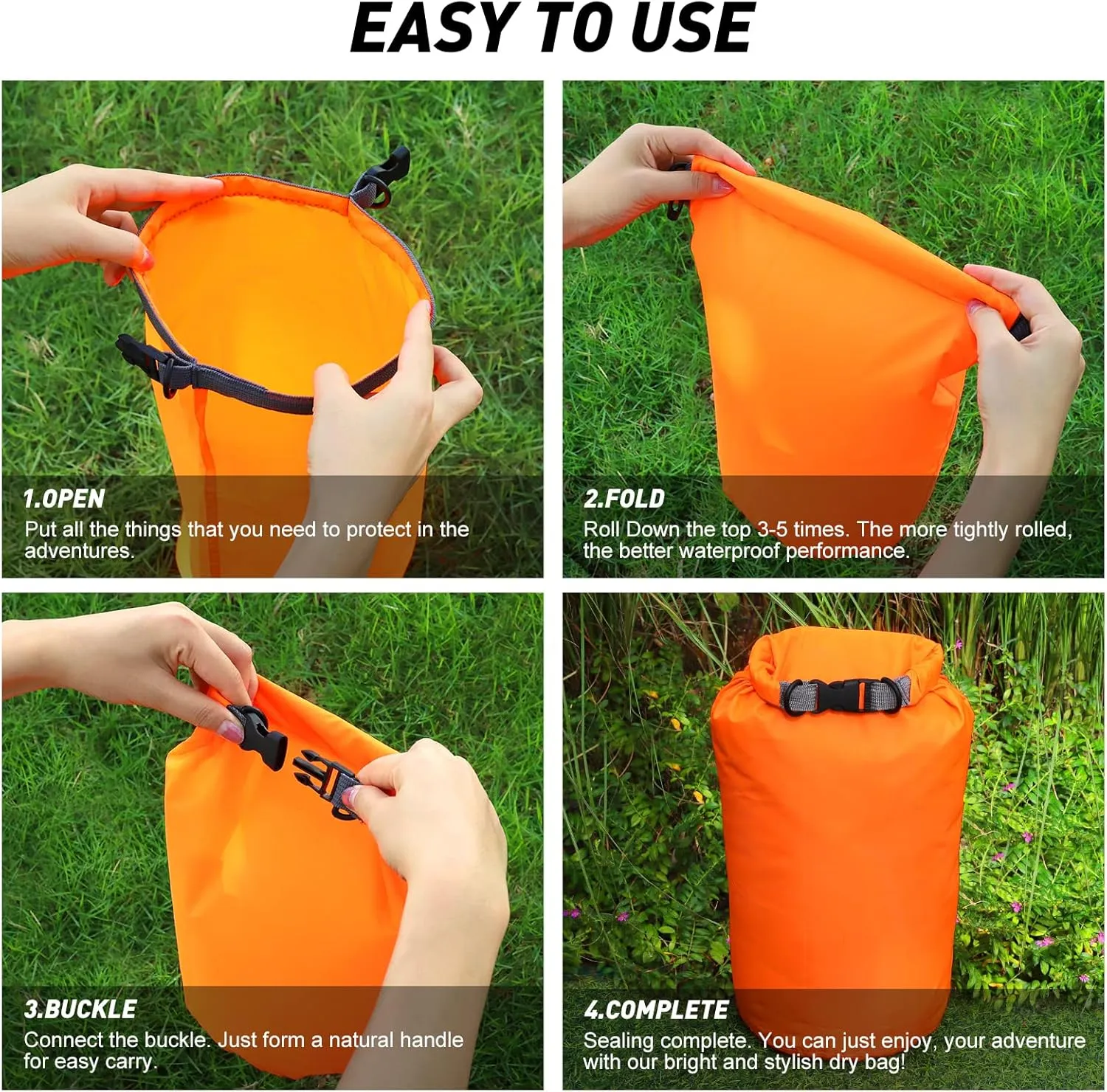 R2Depot Waterproof Dry Bag, 5L/10L/20L/40L/70L Dry Storage Bag for Kayaking, Gym, Hiking, Swimming (Blue, 5L)