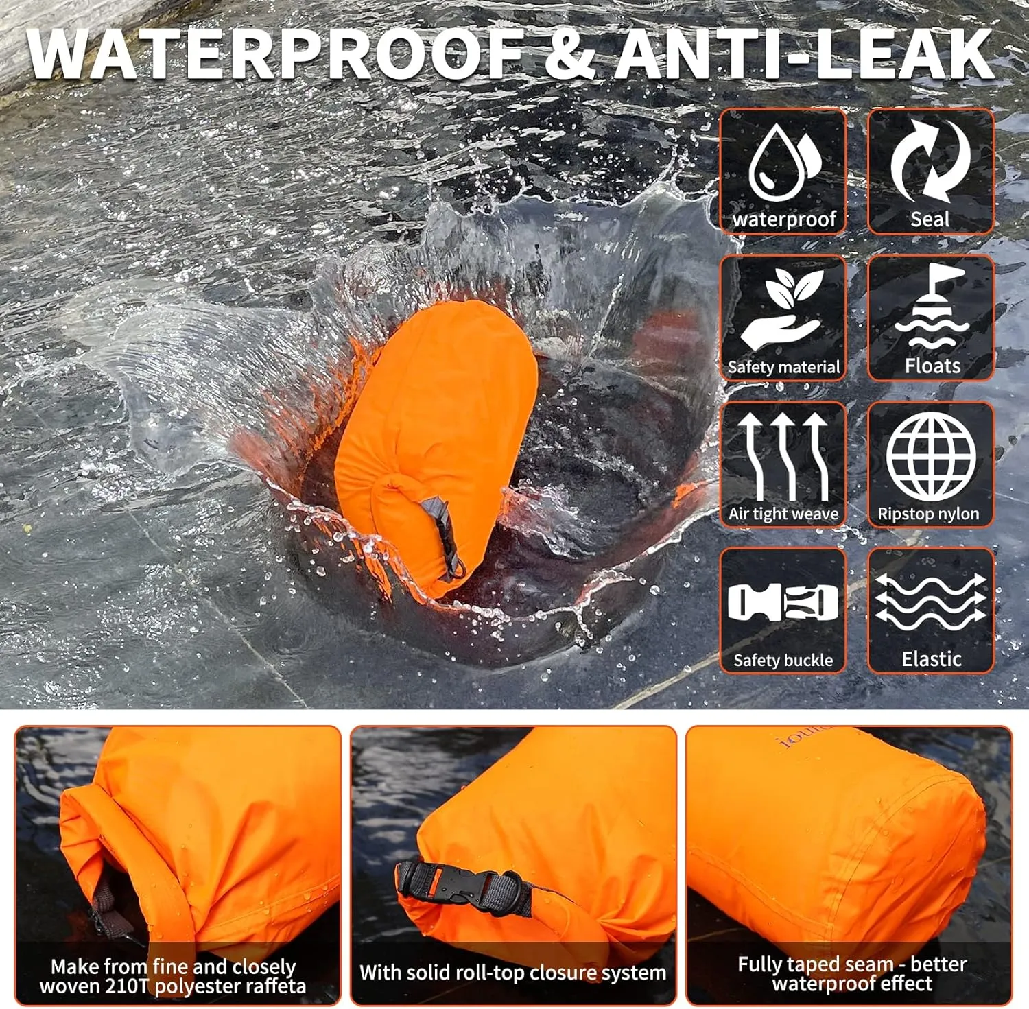 R2Depot Waterproof Dry Bag, 5L/10L/20L/40L/70L Dry Storage Bag for Kayaking, Gym, Hiking, Swimming (Blue, 5L)