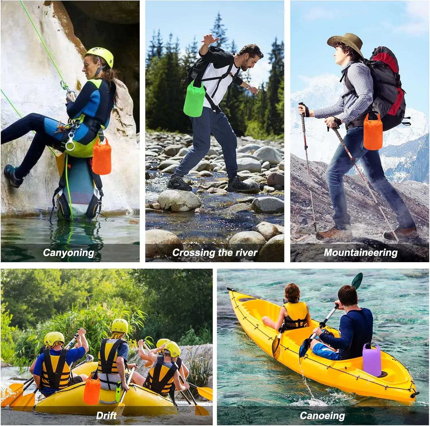 R2Depot Waterproof Dry Bag, 5L/10L/20L/40L/70L Dry Storage Bag for Kayaking, Gym, Hiking, Swimming (Blue, 5L)
