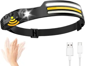 Rechargeable Headlamp, Waterproof Head Lights for Forehead, LED Headlamp Rechargeable, Head Lamp with Motion Sensor, 230 Wide Beam Headlamps for Adults, 3 Lighting Colors, Hiking Camping Essentials