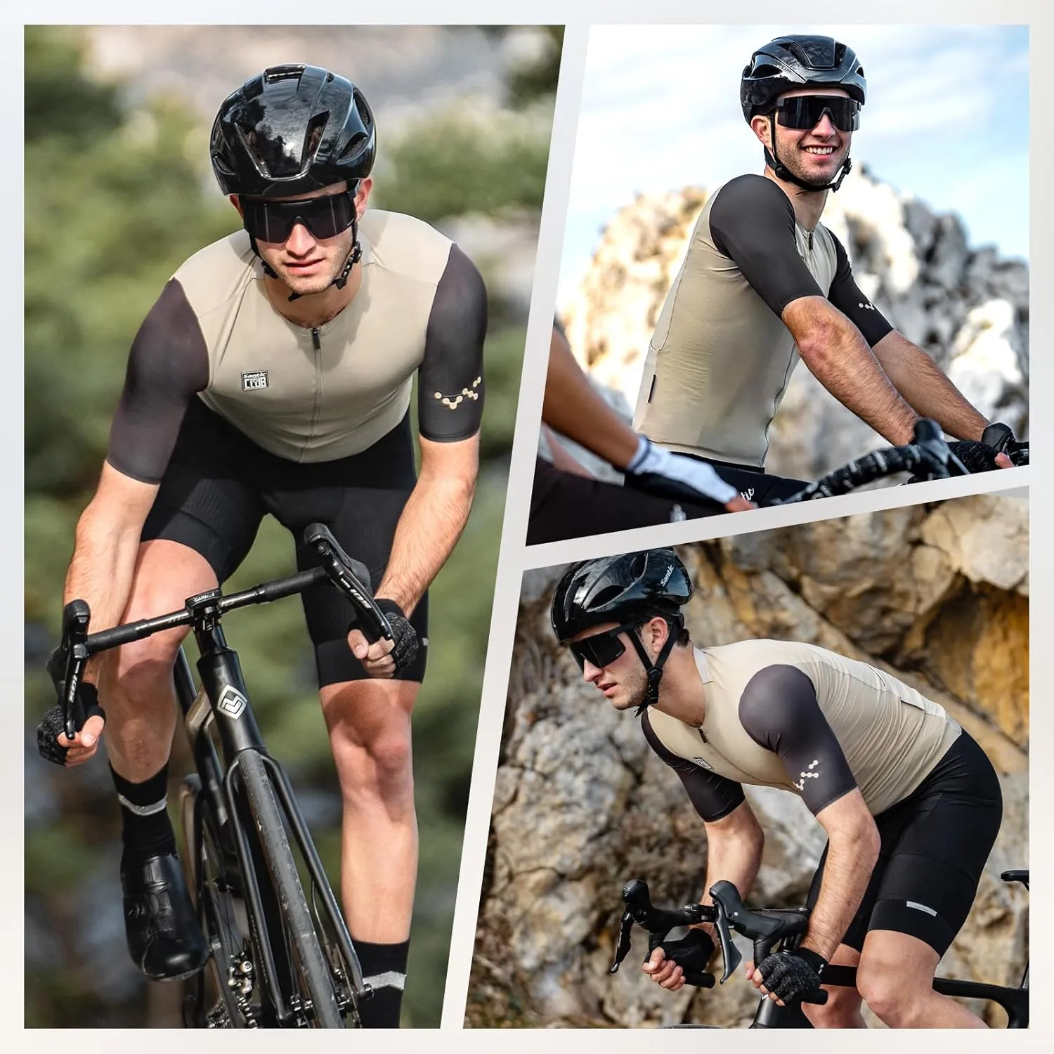 Santic Men's Cycling Jersey Short Sleeve Tops Pro Road Bike Shirt Full Zipper UPF 50  Bicycle Jersey with Pockets