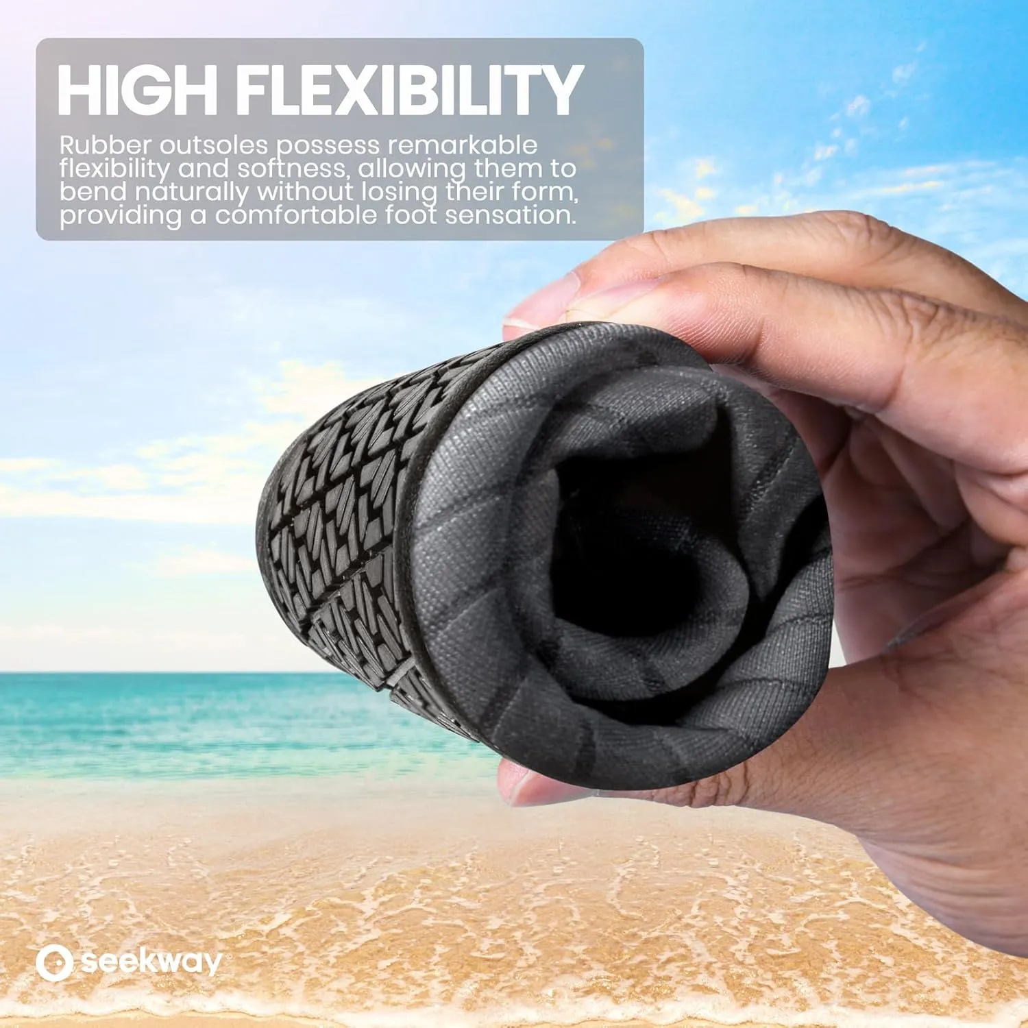SEEKWAY Water Shoes Women Men Adult Quick-Dry Aqua Socks Barefoot Non Slip for Beach Swim River Pool Lake surf Black SK002(U)