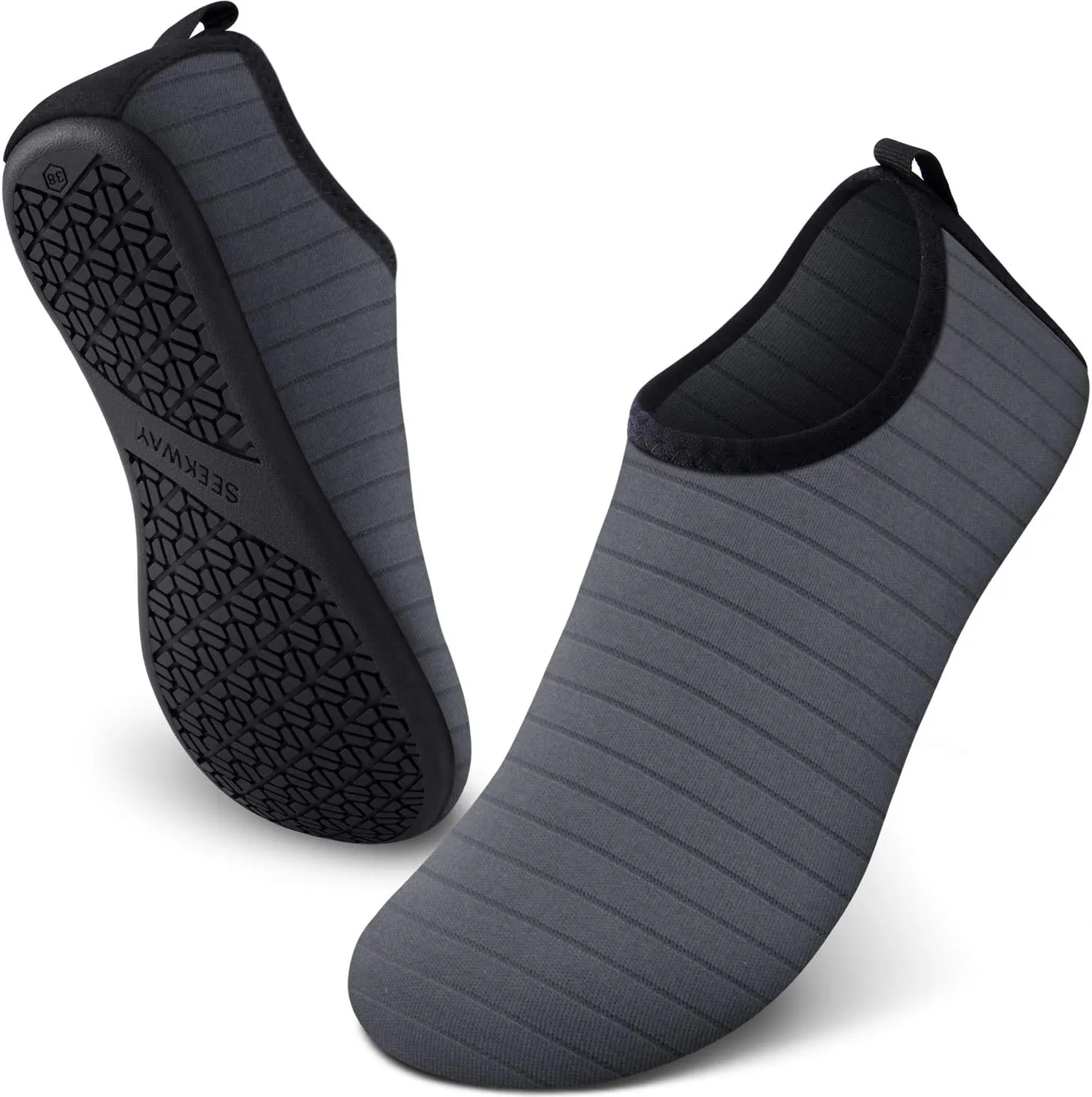 SEEKWAY Water Shoes Women Men Adult Quick-Dry Aqua Socks Barefoot Non Slip for Beach Swim River Pool Lake surf Black SK002(U)