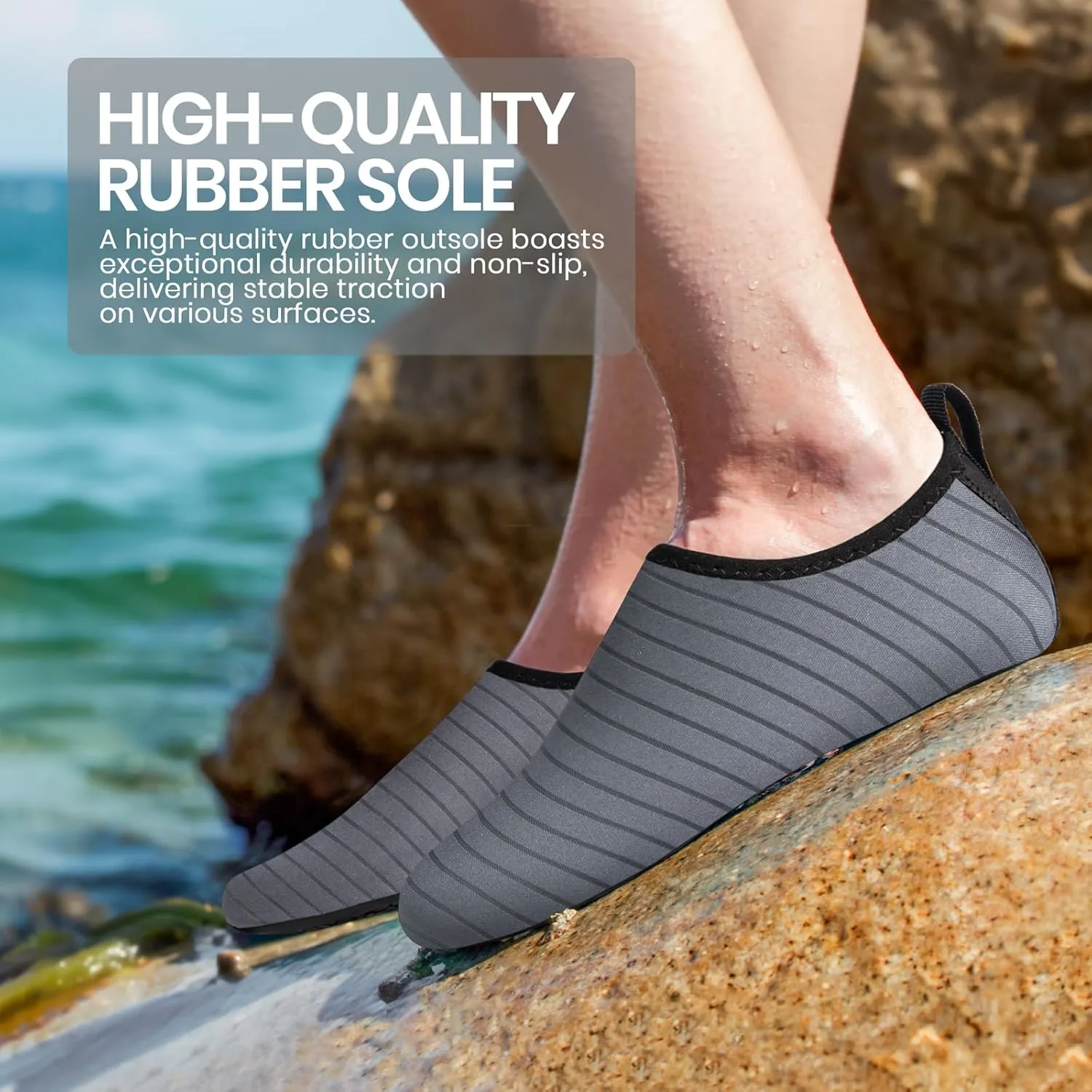 SEEKWAY Water Shoes Women Men Adult Quick-Dry Aqua Socks Barefoot Non Slip for Beach Swim River Pool Lake surf Black SK002(U)