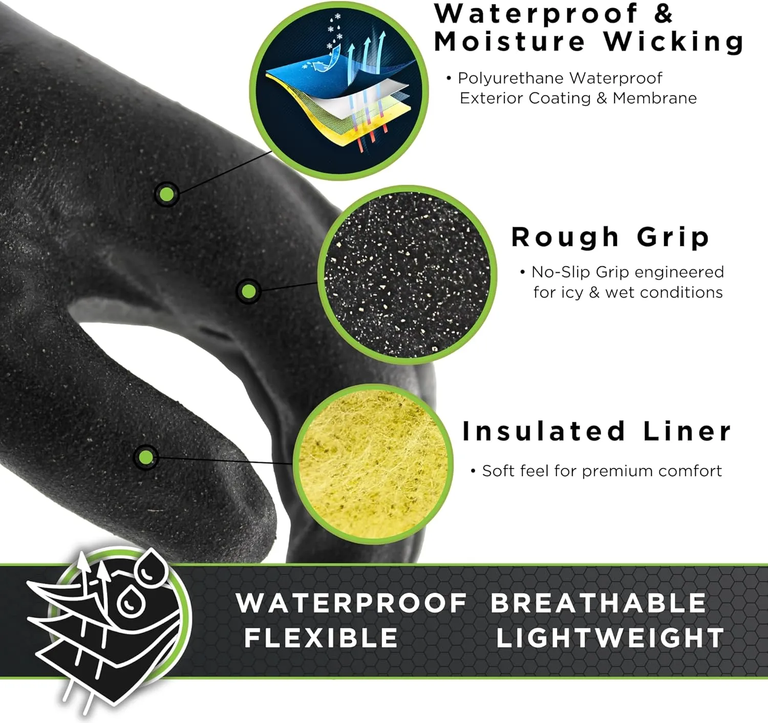 SHOWA 282-02 Waterproof Breathable Insulated Winter/Ski/Ice Glove with Extended Cuff (1 Pair)