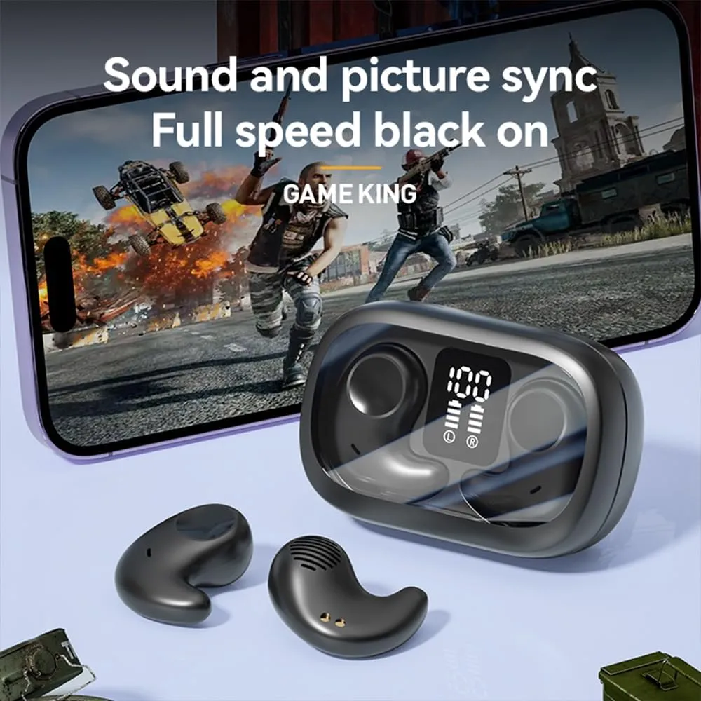Sleep Earbuds Bluetooth in Ear Light-Weight Headphones, Mini Invisible Earplugs Small Design for Side Sleepers, 58H Playtime with Charging Case, Clear Calls& Noise Block, White