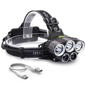 SMAXLuminate™ Mega-Bright 5 LED Headlamp: Rechargeable Waterproof Head Light Torch 250000LM