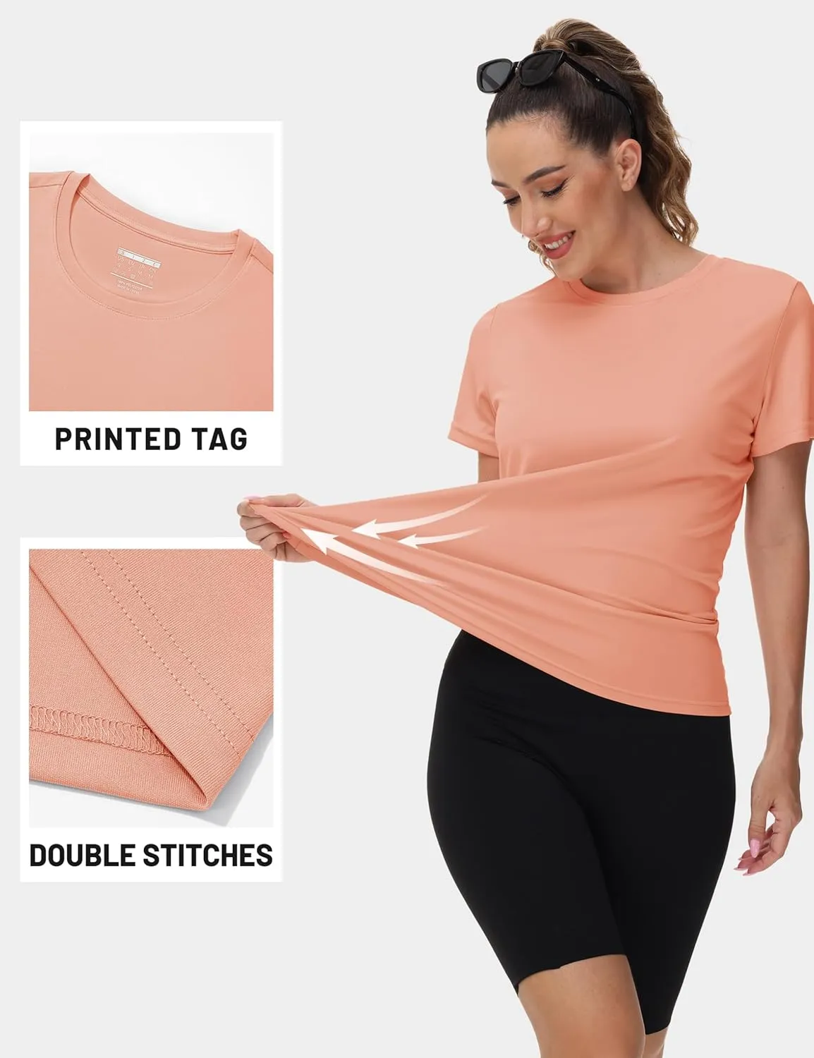 TACVASEN Short Sleeve Shirts for Women Athletic Workout Tops UPF 50  Sun Protection Quick Dry Running T-Shirts