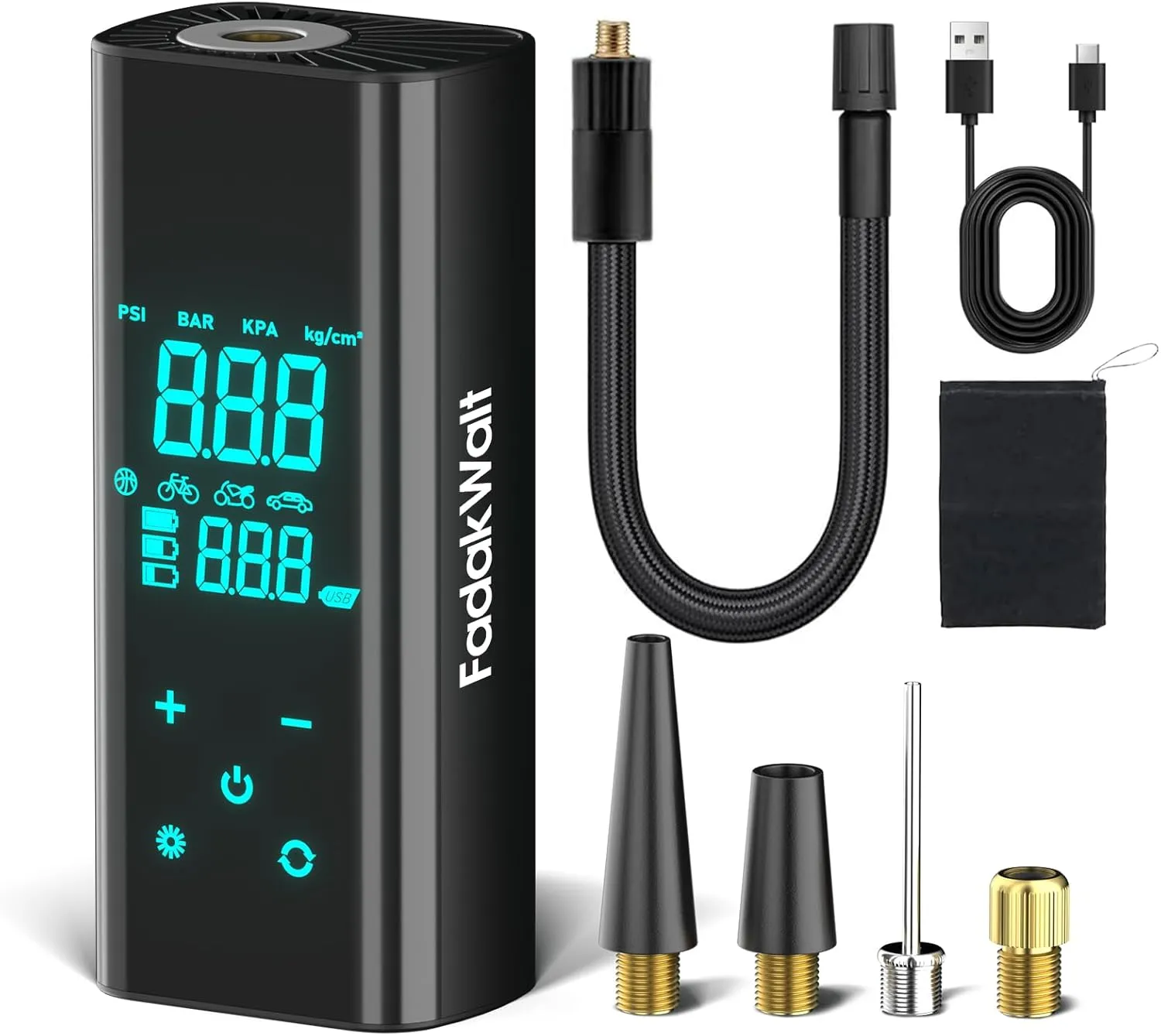 Tire Inflator Portable Air Compressor, 150 PSI Air Pump for Car Tires with Digital Pressure GaugeFast Tire Pump Inflation for Car, Motorcycle, Bicycle and Balls